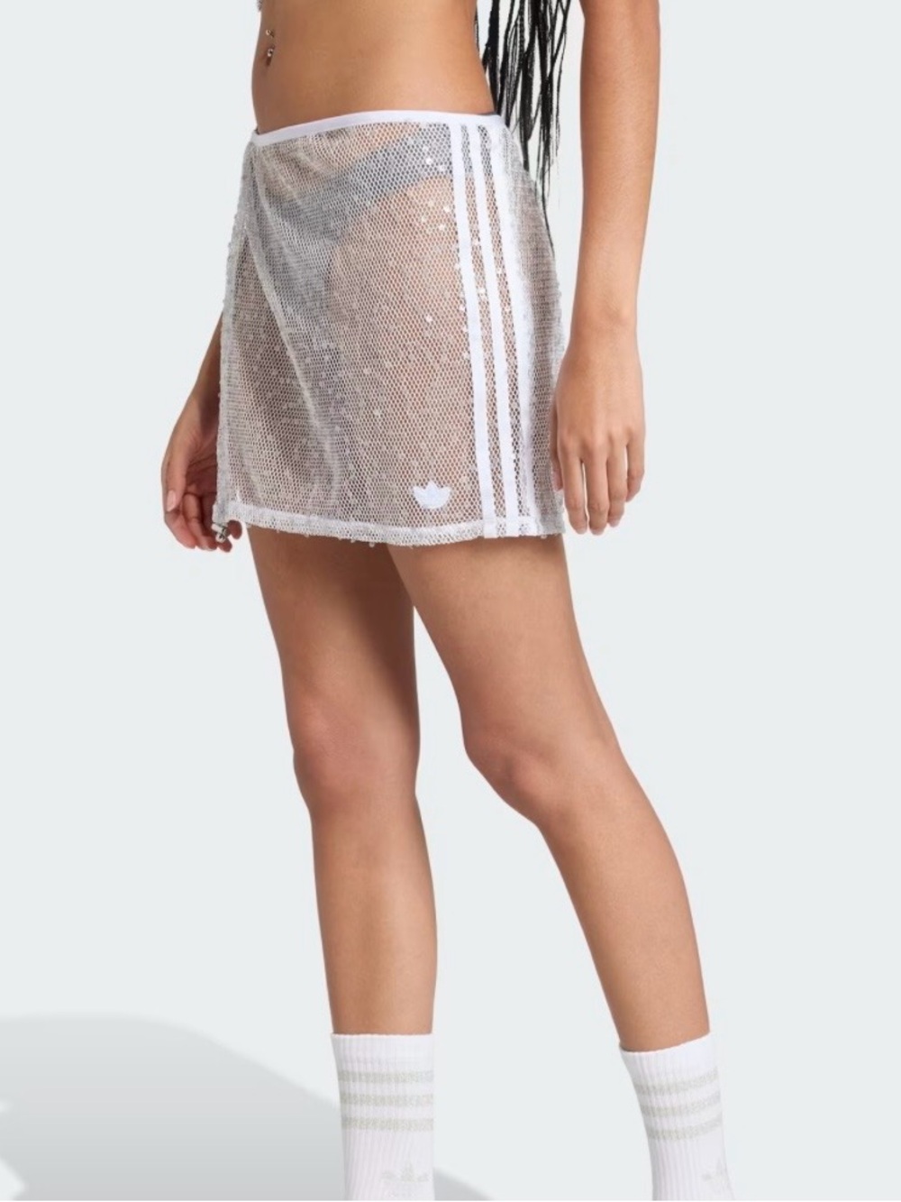 New adidas Originals Sunset Rhythms Sheer Mesh Sequin Mini Skirt Coverup - XS - Picture 1 of 12